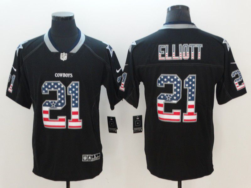 Men Dallas cowboys 21 Elliott Nike USA Flag Fashion Black Color Rush Limited NFL Jerseys